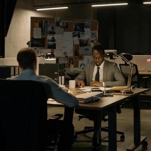 men sitting on chair working together