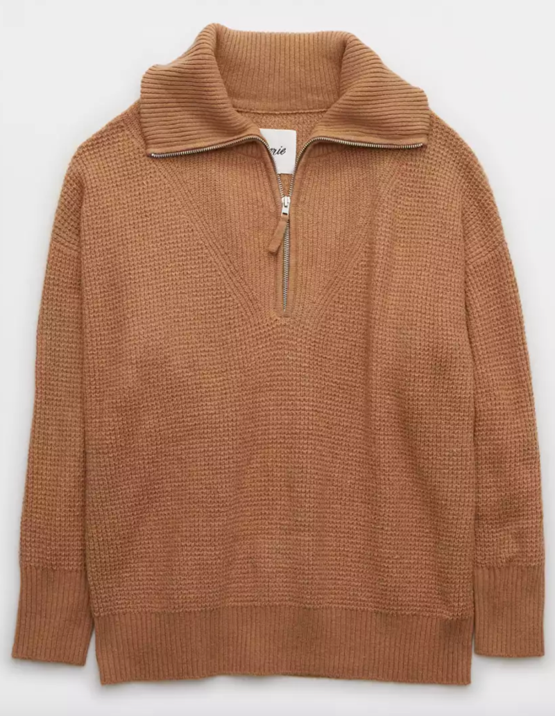 Best Gifts for Book Lovers: Aerie CozyUp Waffle Quarter Zip Sweater